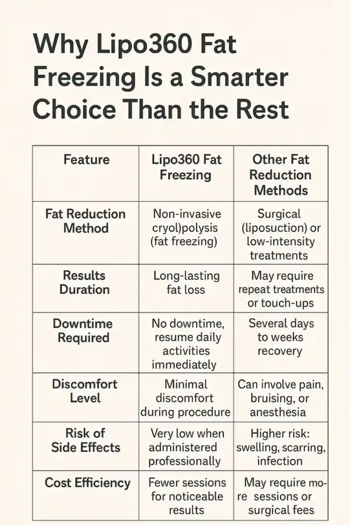 Is it possible to permanently freeze fat cells? 2 Table showing benefits of fat freezing to remove fat cells Banbury from Lipo 360