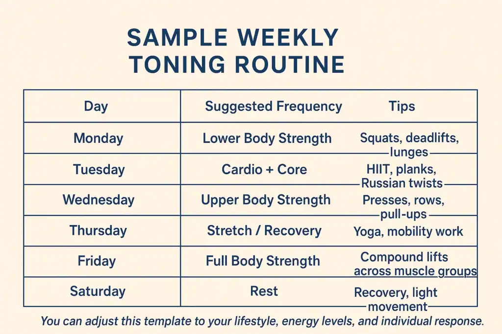 Achieving the Perfect Tone: How Often Should You Exercise for Results? 4 Weekly exercise Banbury plan graphic