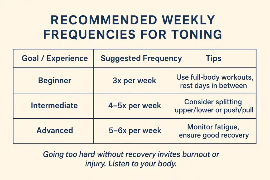 Achieving the Perfect Tone: How Often Should You Exercise for Results? 2 Graphic to show how often you should do exercise to help with toning Banbury