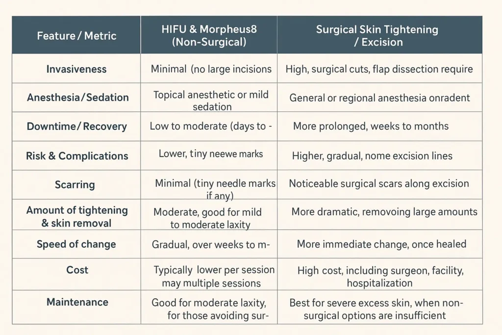 The Science of Skin Tightening 2 Table of skin tightening Banbury benefits compared to surgical options
